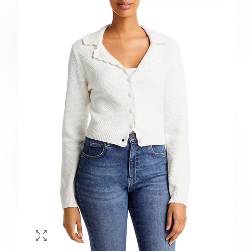 English Factory Scalloped Edge Cardigan White Size Large